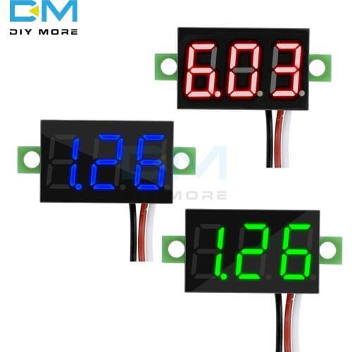 0.36 Inch 0.36'' 3 Bits Wire Mini DC Digital Panel Voltmeter Panel Mount LED Voltage Meter Tester Green Blue Red Module Board