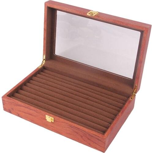 Wood Velvet Drawer Jewelry Box Organizer Tray Watch Rings Display Showcase