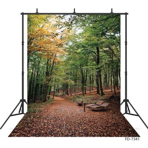 Photography Backdrop Forest Path Two Benches Vinyl Photo Studio Background for Baby Children Portrait Dolls Photocall Photobooth