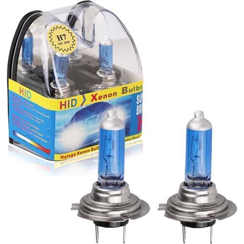 2pcs 12 V H7 55W High Power H7 Halogen Bulb 6000k Super Bright White Car Headlight Lamp Fog Lights Car Light Source Car Styling