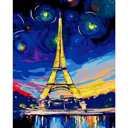 GATYZTORY Frame DIY Painting By Numbers colorful tower Landscape Wall Art Picture Acrylic Home Decors Artwork Diy Gift