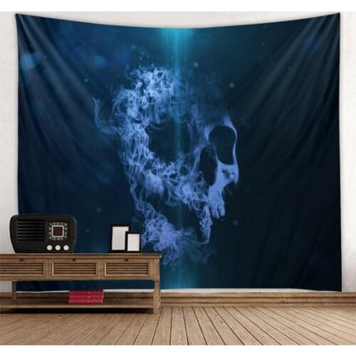 Blue skull polyester printing tapestry background decoration cloth factory direct sales can be customized