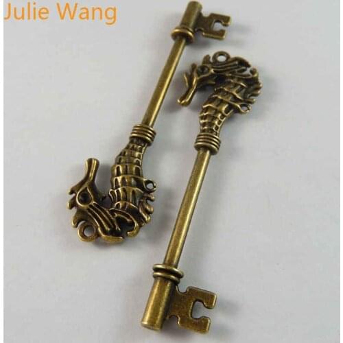 Julie Wang 5PCS Seahorse Key Charms Antique Colors For Necklace Pendant Bracelet Findings Jewelry Making Accessory