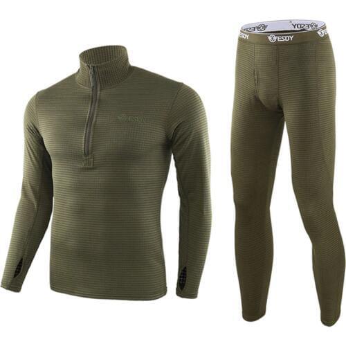 NEW Men Warm Thermal Underwear Set Long Sleeve Winter Fleece Slim Army Tactical Hiking Military Uniforms Clothes Top + Pants F
