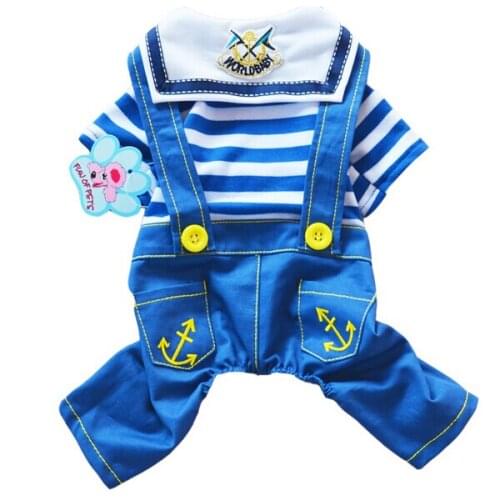 Cotton Cute Navy dog Costume Yorkshire Chihuahua Poodle Luxury dog clothes pet dog clothing jumpsuit