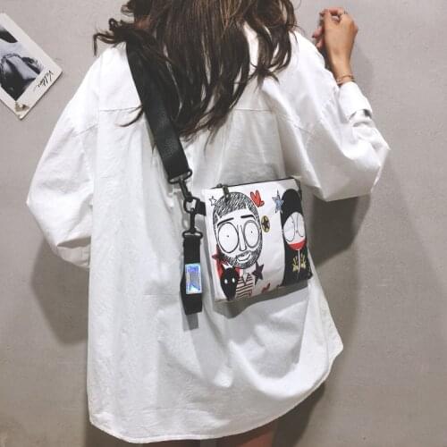 Ms cartoon oblique han edition fashion graffiti one shoulder bag, female new package lovely art students small bag
