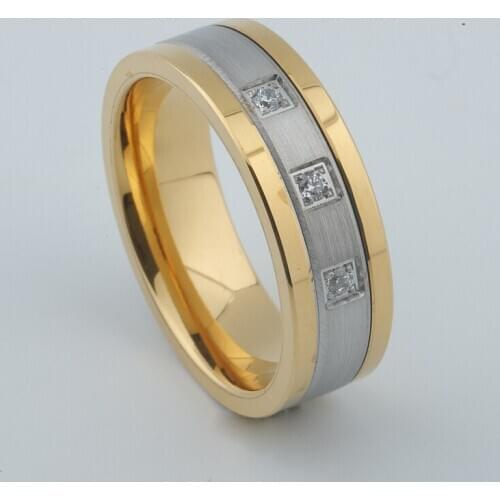 Custom 100% tungsten ring man Gold Filled LOVE Alliances Marriage wedding band couple rings for men and women with stones