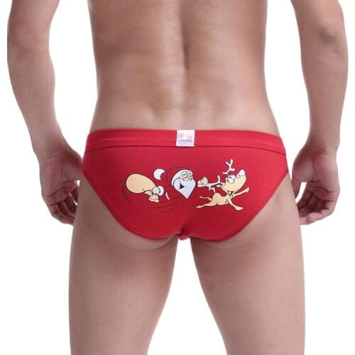 Mens Cotton Underwear Briefs Men U Convex Pouch Breathable Male Printed Underwear Gay Panties Christmas Gifts
