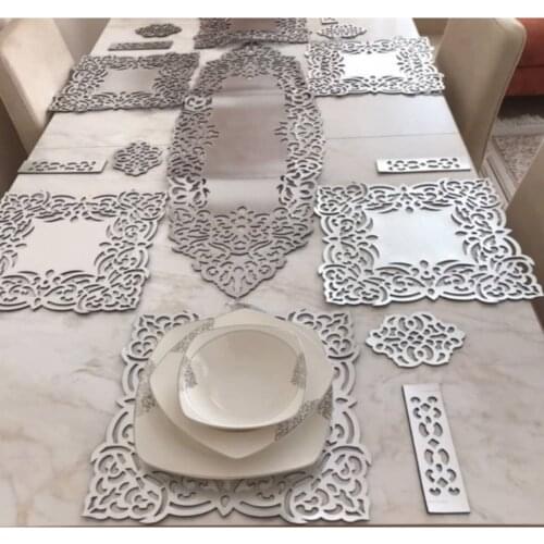 Food Serving Set Camino de mesa Magnificent Century 2021 New Hot Placemat Leather Placemat For Dining Table 19 Pieces, 6 Person