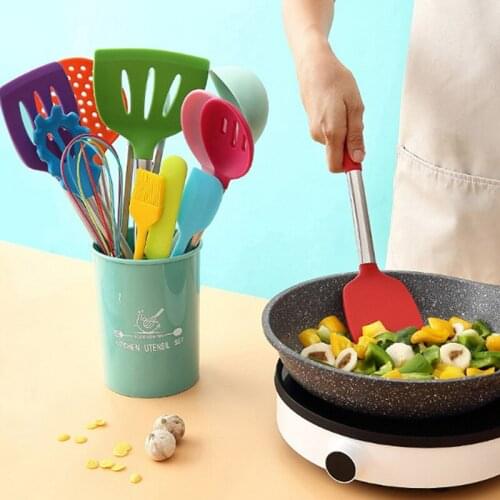 Cooking Tools Set Premium Silicone Utensils Set Turner Tongs Spatula Soup Spoon Non-stick Shovel Oil Brush Kitchen Tool