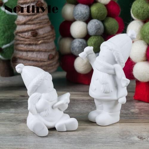 Original Northyle BS135258 Xmas gift ceramic snow kids figurine christmas art craft decoration miniature gift xmas decor