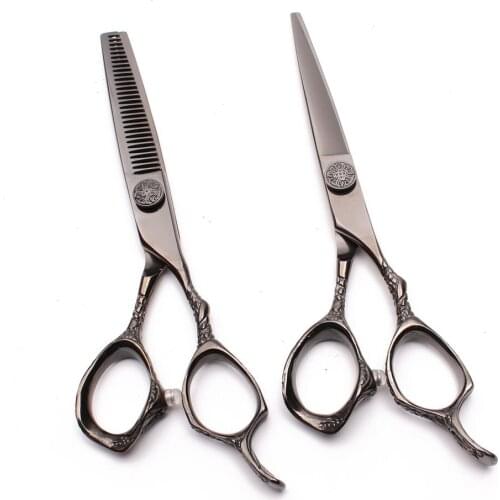 5.5" 16cm 440C Customized Logo Hairdressers Set Thinning Scissors Cutting Shears Dragon Handle Professional Hair Scissors C9001