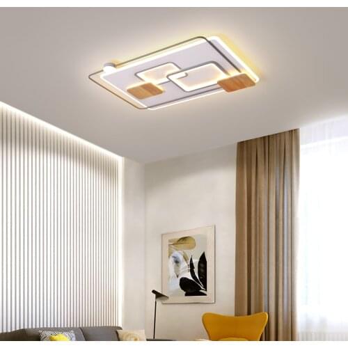 Modern Atmospheric Led Ceiling Lights for Living Room Master Bedroom Wooden&Aluminum 90-260W Volts Lamp Indoor Room Decoration