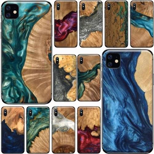 Traveler Protective Wood Resin art Phone Case for iPhone 11 12 pro XS MAX 8 7 6 6S Plus X 5S SE 2020 XR Soft silicone Coque