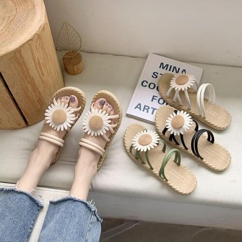 Womens sandals 2021 Roman Slip resistant Womens beach slippers girls shoes with flower comfortable non-slip slippers