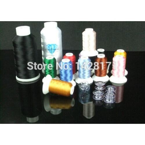 Simthread popular polyester home machine 12pcs 550Y embroidery thread+ bobbin thread+10 pcs A classic bobbin with free shipping