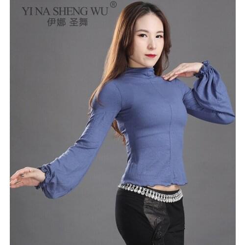 Belly Dance Top Loose Thick Shirt Long Sleeve Practice Clothes Oriental Dancewear Performance Clothing Female Autumn and Winter