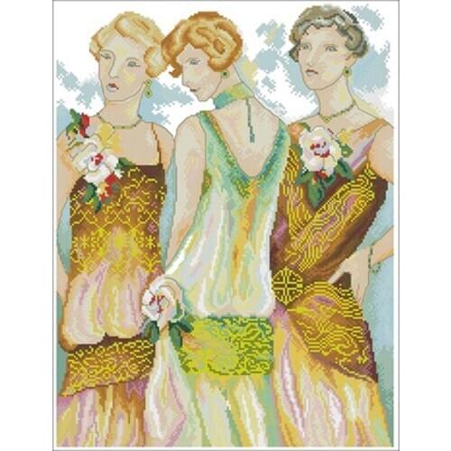 Three women patterns Counted Cross Stitch 11CT 14CT 18CT DIY Chinese Cross Stitch Kits Embroidery Needlework Sets home decor