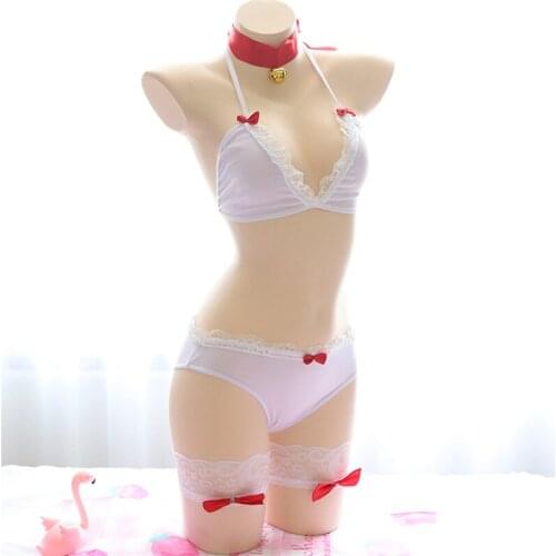 Japanese Girls Underwear Bra and Panty Set Womens Cute Cat Bikini Sexy Lingerie Lolita Cosplay Costumes Kawaii Lingerie