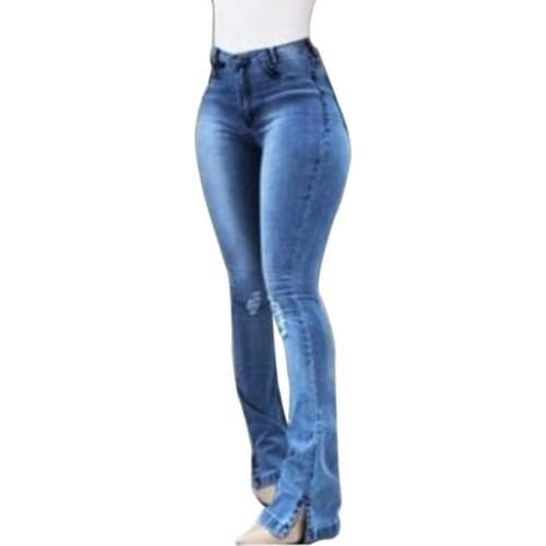 Zoulv 2021 Slim Fit Denim Women Jeans Push Up High Waist Long Flare Pants Skinny Mujer Solid High Waist Bell-Bottom Jeans