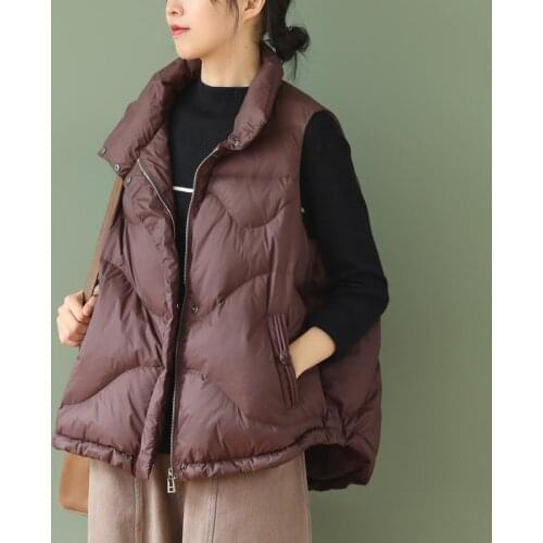 Women Winter Pluse Size Down Vest Black Stand Collar Sleeveless Puffer Parkas Female Stand Collar Waistcoat Duck Down V