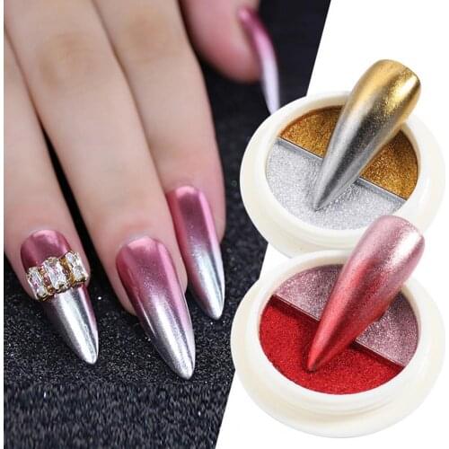 1g Nail Powder Delicate Easy-using Large Capacity Double-colored Manicure Nail art two-tone magic Powder for Beauty