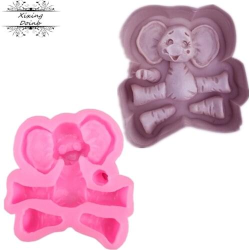 1Pcs Cartoon elephant animal shape silicone cake mold resin clay fudge Chocolate Mold kitchen cake tool