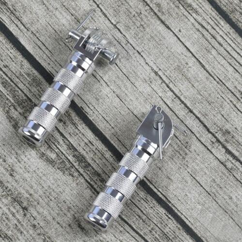 2PCS Retro Vintage Motorcycle Foot Pedal Foot Silver Modified Universal CNC Aluminum Alloy