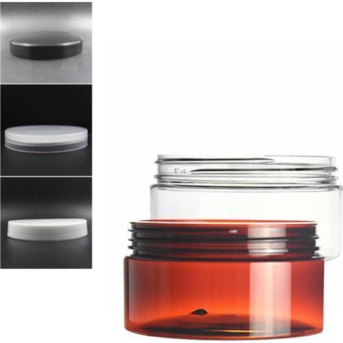 200ml/200g clear/amber round pet jar bottle container with plastic cap lids for Cosmetic,food, Packaging