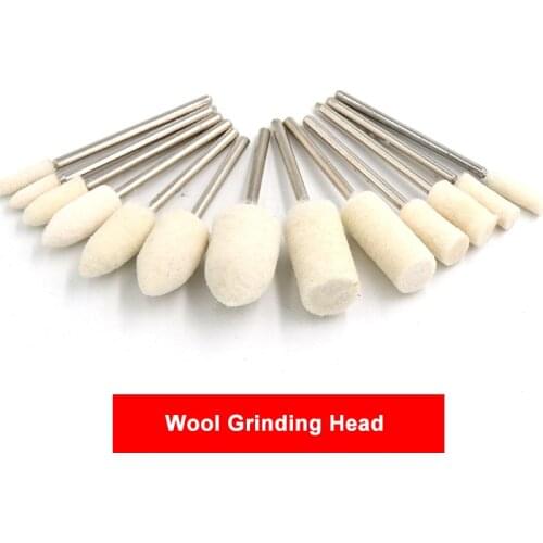 3mm Shank Wool Felt Mounted Polishing Wheel 3-20mm Jade Grinding Head Drill Rotary Tool