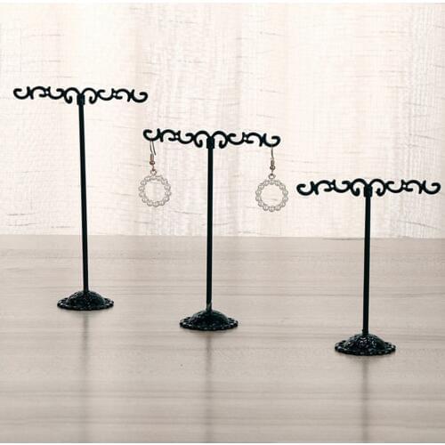 3Pack Metal T Bar Earring Necklace Jewelry Display Stand Rack Holder Set