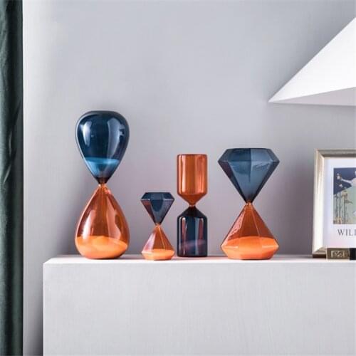 5/15/30/60 Minutes Two Color Blue Glass Hourglass Sand Timer Home Coffee Shop Decoration Adornment Student Birthday Gift