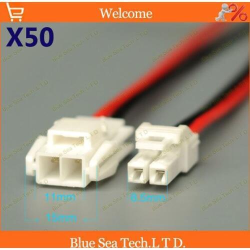 50 pairs 2 Pin/way male&female Connector YL-2P with 2*15cm cable for Auto/ LED / LCD/ boat,copper cable