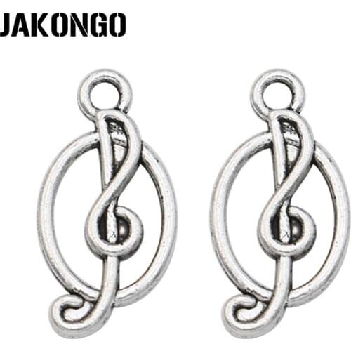 50pcs Tibetan Silver Plated Music Note Charms Pendants for Jewelry Making Bracelet Accessories DIY Handmade 17x9mm