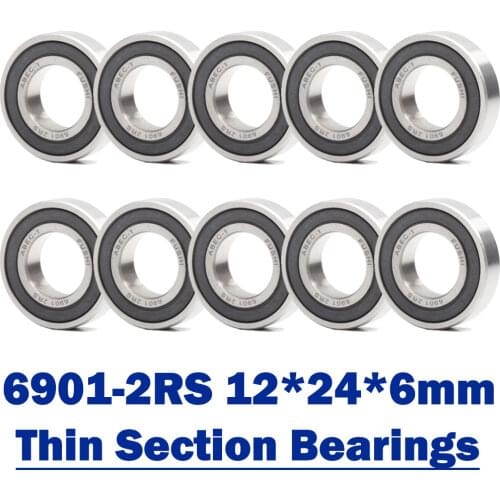 6901-2RS Bearing 10Pcs 12x24x6 mm ABEC-1 Thin Section 6901 2RS Ball Bearings 6901RS 61901 RS