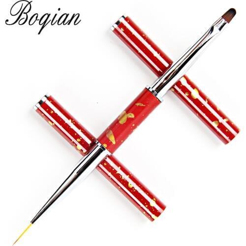 BQAN Double-ended Oval#4 7mm Nail Liner Brush Pen Liner Drawing UV Gel Painting Pen Brushes Rhinestone Handle Tool