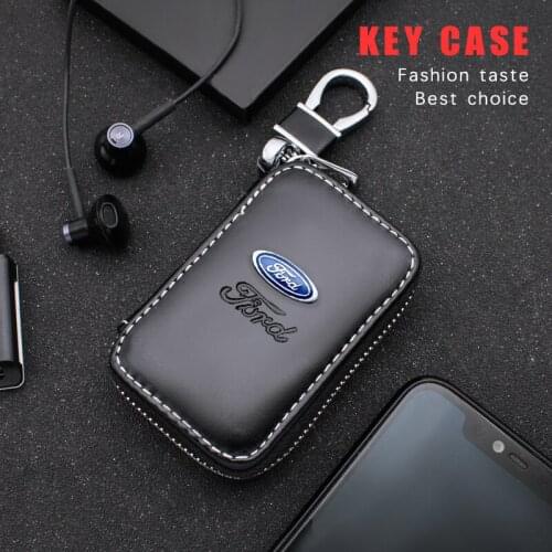 1pcs Genuine Leather Car Key Bag Key Case Organizer For Ford Kuga Fiesta Focus Mondeo Mk1 Mk2 Mk3 St Auto Decoration Accessories