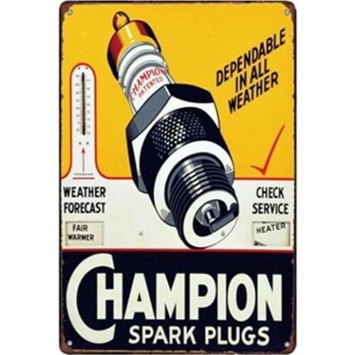Champion Spark Plugs Metal Tin Sign Decor Bar Pub Home Vintage Retro Poster