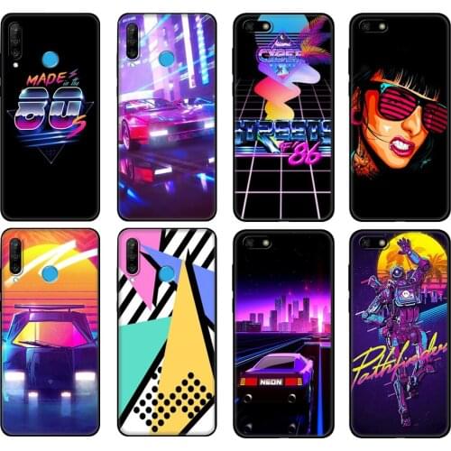 Black tpu Case For Huawei Honor 20 Lite 10 10i 20S 30S 30 Case Honor 7A 5.45 7s 7C 5.7 Case Cover Retro Vaporwave Vintage 80s
