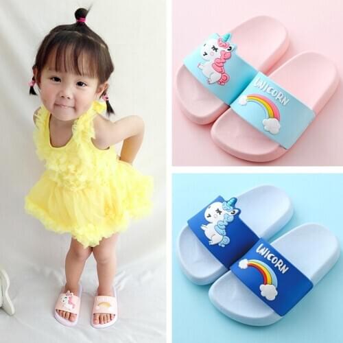 Kids Cartoon Slippers Baby Boy Girl Non-slip Flat Beach Shoes Toddler Summer Swimming Slipper Childrens Bathroom Flip Flop