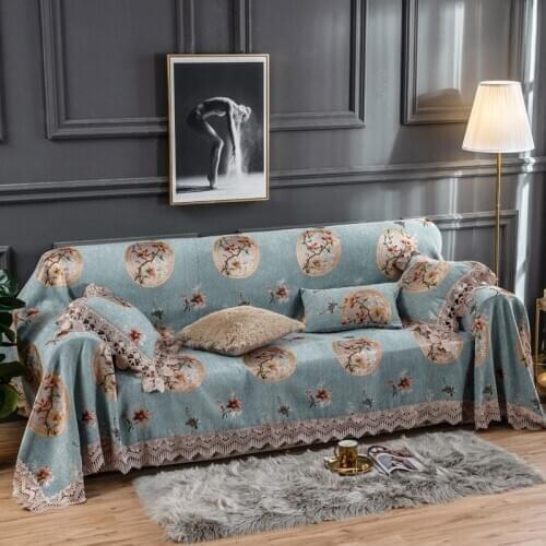 European Classic Retro Sofa Protector Cover 3/4 Seater Chenille Lace Couch Slipcover Recliner Loveseat Sofa Towel Universal
