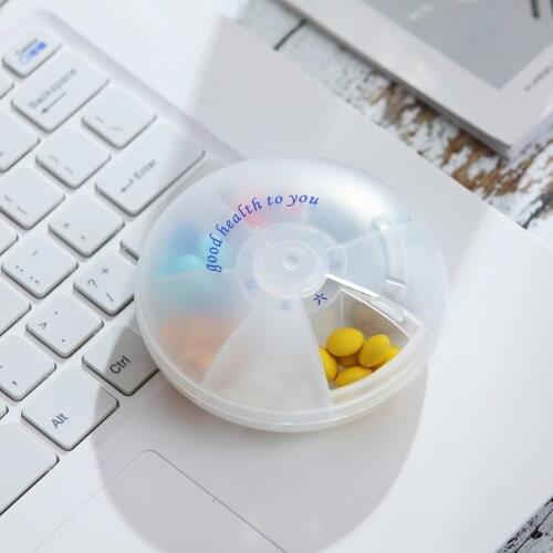 Weekly Rotating 7 Grid Pill Container Pill Box Splitter Pill Organizer Vitamin Medicine Travel Pillbox Jewelry Candy Storage Box