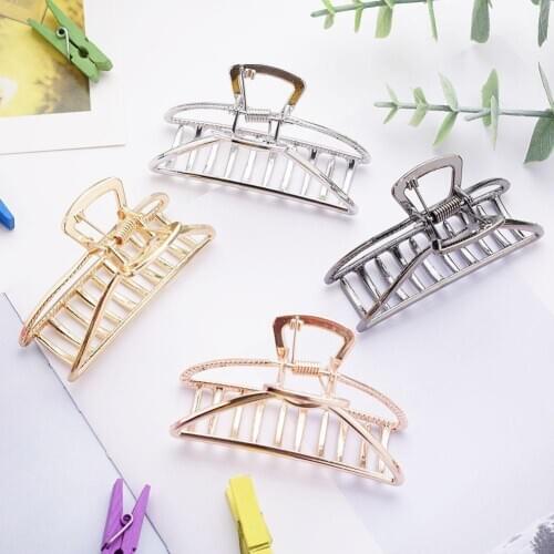 Geometric Large Hairpin New Alloy Metal Grab Clip Hair Adult Hairpin Claw Clip Accessories Hair Large Hair Geometry Simple
