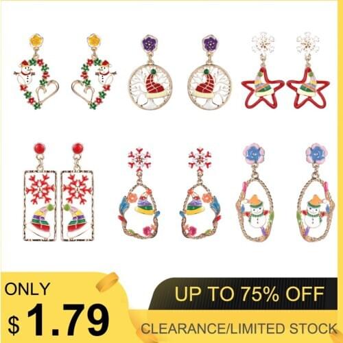 Fashion Earrings women Big Dangle Earrings Drop Large Star for Women 2020 Christmas Gifts Statement Enamel Heart Snowman Earring