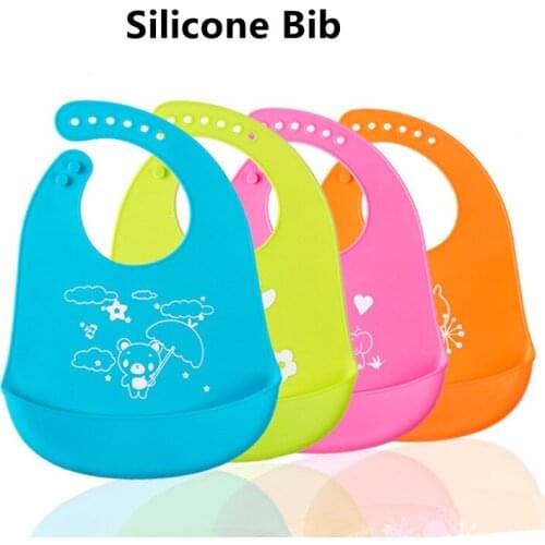 Fashionable silicon Baby Bib Waterproof Infant Bibs Newborn Feeding Cloth Toddle Boys Girls Adjustable Different Styles of Bibs