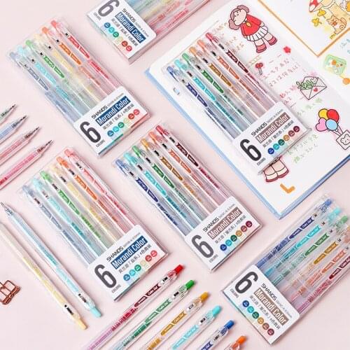 Kawaii Morandi Gel Pens Ballpoint Highlighter Set Multi Color Cute Ink Pen Office School Art Supplies Stationery Replace Refill