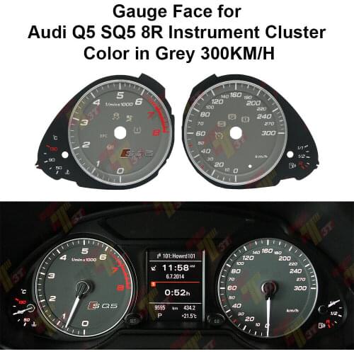 Gauge Face Overlay for Audi Q5 SQ5 8R Instrument Cluster Grey 300KM/H