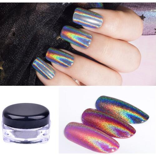 New 1g/Box Rainbow Shinning Mirror Nail Art Glitter Powder Ultra Fine Holographic Nails Dust Laser Gradient Nails Pigment