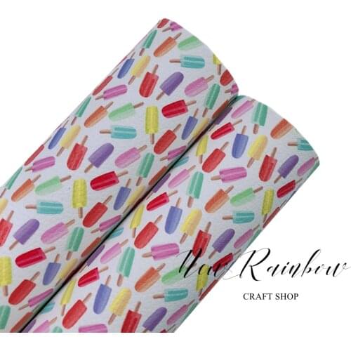 New Rainbow 30x22cm/A4 Colorful Popsicles Summer Design Faux leatherette for many DIY Crafts, Bows, Earrings, Hairclips