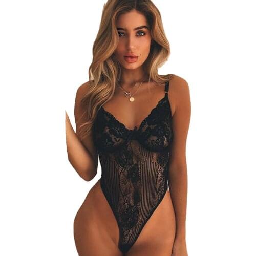 The New Summer Womens Lace Hollow Patterned Emotional Sexy Lingerie Jumpsuit Q217